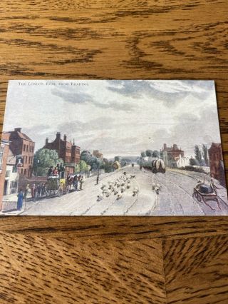 The London Road From Reading.  Early Rare Postcard.  From A Painting.