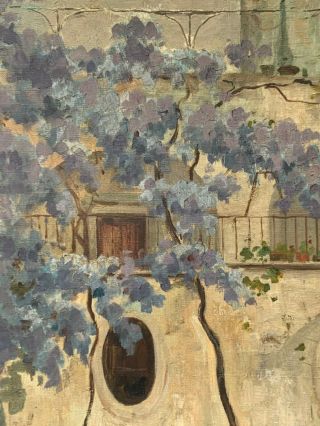 OLD RARE ANTIQUE ESPOSITO SIGNED OIL PAINTING SPANISH,  FRENCH - ITALIAN COURTYARD 3
