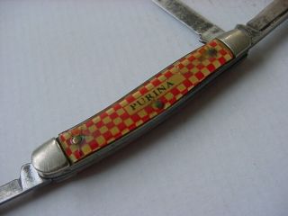 Antique Vintage Purina Kutmaster 3 Blade Advertising Pocket Knife Parts Repair