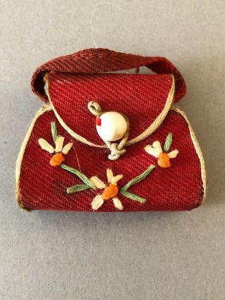 Vintage Premier Red Straw Purse For Barbie Sized Doll