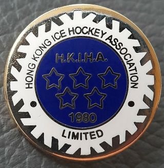 Rare Honk Kong Ice Hockey Association Ice Hockey Pin Badge