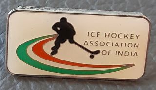 Rare Ice Hockey Association Of India Ice Hockey Pin Badge