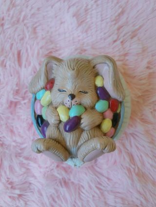 Rare Vintage 1986 Dona’s Molds Inc Easter Bunny Jellybean Lidded Jar Sugar Bowl