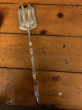 Vintage Silver Plated Serving Tongs,  Fork And Spoon E.  P.  Zinc Salad Server Italy 3