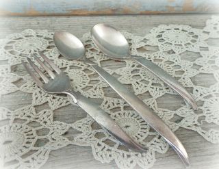 Vintage 1847 Rogers Bros Silver Plate Child Baby Spoon Fork Set Flair Pattern