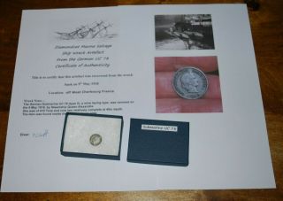 Rare Shipwreck Coin From German Submarine Uc78 In Presentation Box & Signed