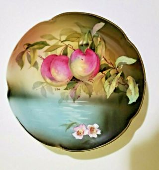 Antique J & C Bavaria " Louise " Hand Painted Signed Porcelain Plate Plums 8.  5 "