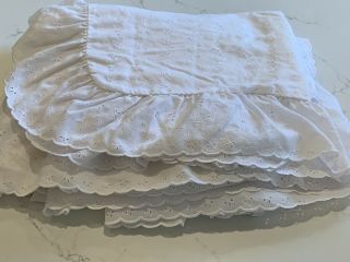 Vintage White Eyelet Daybed Set 3 Piece 2 Pillow Shams And Side Bedskirt Ruffle