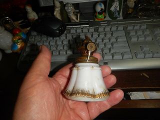 Antique Milk Glass Miniature Lamp With Old Burner Old Estate