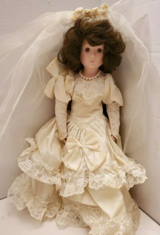 Antique/ Vintage Porcelain Bride Doll Brunette Brown Eyes