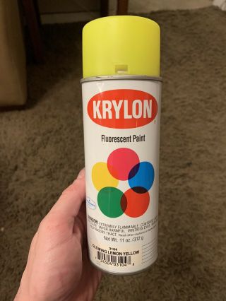Rare Vintage Krylon Glowing Lemon Yellow Fluorescent 3104 Spray Paint Can