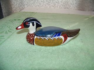 Herb Daisey Jr Hand Carved Wood Duck Drake Hand Painted Chincoteague Va 7 "