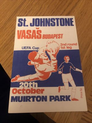 St Johnstone V Vasas Budapest 20/10/71 1971 Match Programme Rare