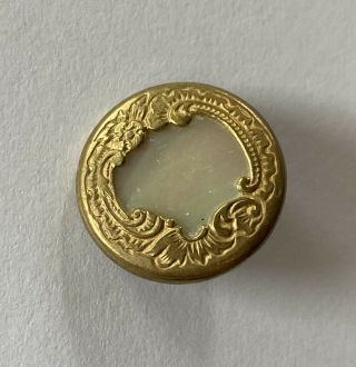 Antique Possibly Gold Filled Button With Paris Back Marking And Encased Pearl