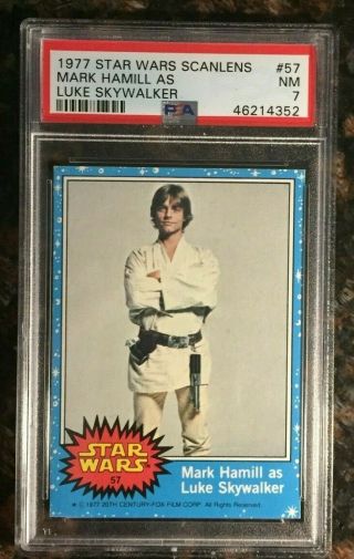 1977 Scanlens Star Wars 57 Mark Hamill As Luke Skywalker Psa 7 Nm Card Rare