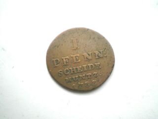 Rare Early - Hard To Find 1 Pfennig Coin From - German State Of Hannover Dated - 1786 -