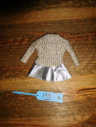 Vintage Barbie Mod 1885 Silver Sparkle Salute To Silver Mini Dress 1969 Nm