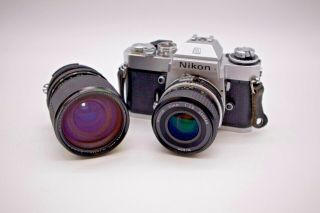 Rare Vintage Nikon Nikomat El2 Nikkormat Camera,  2 Lens