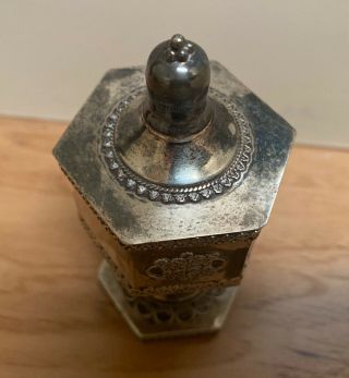 Judaica Silver 925 Rare Vintage Spice Box / Tower 4” Tall Made In Israel 2