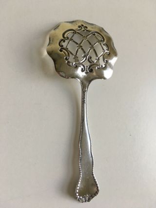 Vintage Antique Sterling Silver 4 1/2” Pierced Scalloped Bonbon Nut Spoon Server 2