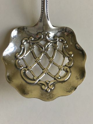 Vintage Antique Sterling Silver 4 1/2” Pierced Scalloped Bonbon Nut Spoon Server 3
