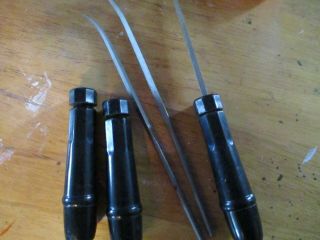 3 Antique Vintage File F.  Dick Tool Set Made In Germany W/ Black Handles