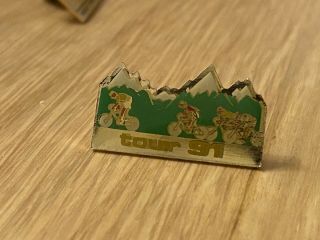 Very Rare Vintage Tour De France Pin Badge Road Cycling 1991 Mountains Bikes