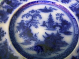 Antique W Adams & Sons Tonquin Pattern Ironstone Flow Blue Plate 3