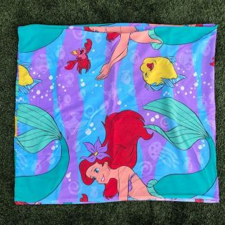 Rare Vtg 90s Disney Little Mermaid Cartoon Animated Movie Full Bed Flat Sheet