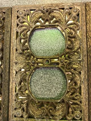 Set Of 4 Vintage Mid Century Modern Metal Switch Covers Ornate