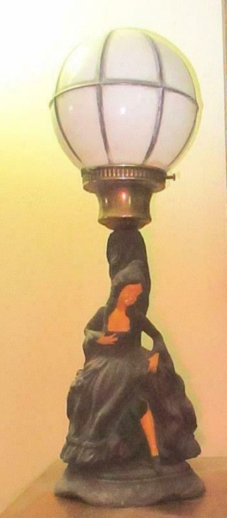 Rare Vintage Lavinite Figural Art Nouveau Lamp 2