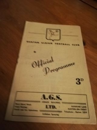 Rare 1956 Burton Albion V Derby Corinthians Birmingham League Match Programme