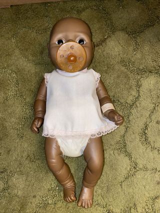Vintage 12 " Toys Black African American Baby Doll - Drink/pees Estate.
