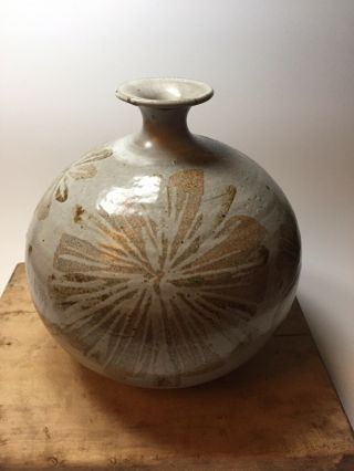 Rare Signed Robert Maxwell Mid Century California Pottery Stoneware Weed Pot 8 "