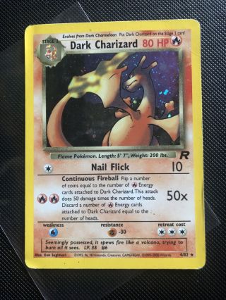 Dark Charizard Pokémon Card 4/82 Rare Holo Played Small Crease Damage