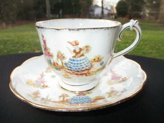 Cup Saucer Royal Albert Dainty Dinah Colonial Lady In Floral Garden With Arbor