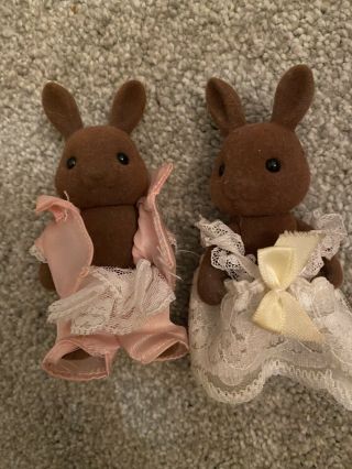 Sylvanian Families Vintage Brown Rabbits Bride And Groom 1980’s Rare Pair