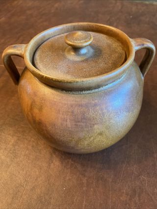 Rare Hand Signed W.  J.  Gordy Large Covered Bean Pot Mountain Gold 1978