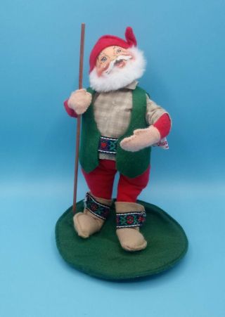 Annalee Doll 8 " Alpine Santa Claus With Walking Stick Christmas Decoration 1994