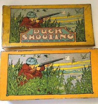 Vintage 1930s Board Game Parker Brothers " Duck Shooting " Game W/ Air Rifle Rare