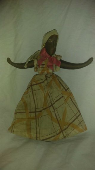 Vintage African - American Cloth Doll Black Americana Folk Art 10”