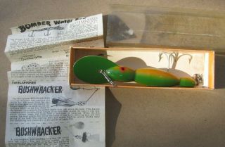 Vintage Bomber Water Dog 1707 Lizard Rattler Fishing Lure W Box & Flyer