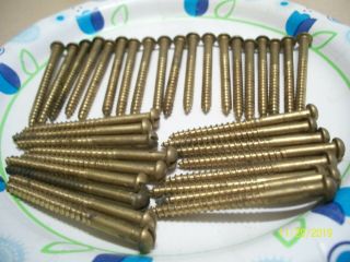 36 - Vintage Solid Brass - Bronze Wood Screws With The Round Slot Head,  2 " X 9