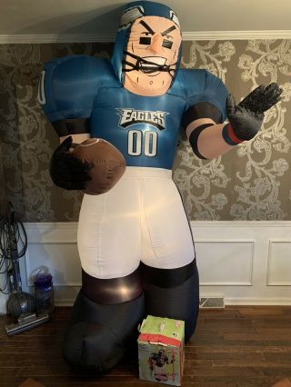 8 Foot Lighted Airblown Philadelphia Eagles Rare Inflatable Box Gemmy