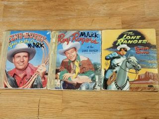 3 Tell A Tale Vintage Antique Books Roy Rogers Gene Autry The Lone Ranger Mb7