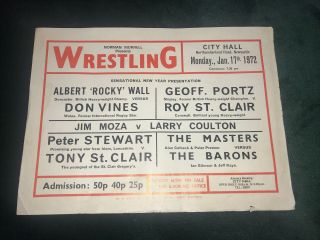 Rare Vintage British Wrestling Poster City Hall,  Newcastle 1972