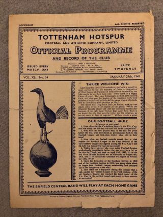 Rare Friendly Tottenham V Middlesbrough 1948/49
