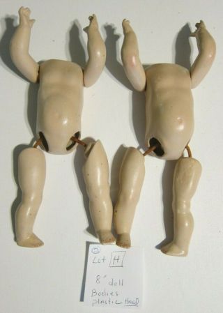 Vintage Hard Plastic Doll Parts,  Two Full Bodies For Handcrafting 8 Inch Dolls
