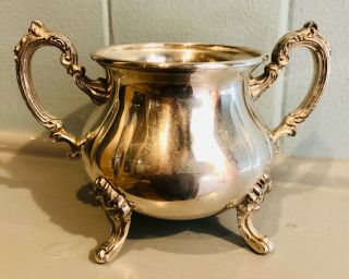 Vintage Ornate Towle Silver Plated Sugar Bowl Ornate W/ Four Feet