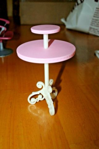 2004 Mattel Barbie Doll 2 Tier Pink/white Table -